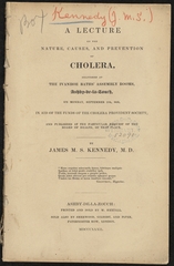 A lecture on the nature, causes, and prevention of cholera: delivered at the Ivanhoe Bath's Assembly Rooms, Ashby-de-la-Zouch, on Monday September 17, 1832, in aid of the funds of the Cholera Provident Society, and published at the particular request of the Board of Health, of that place