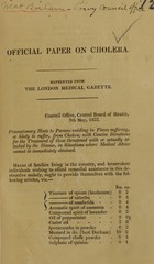Official paper on cholera: ... precautionary hints to persons residing in places suffering, or likely to suffer, from cholera