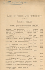List of books and pamphlets on prostitution: forming a special case in Cleveland Public Library, 1894
