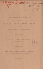 The rational method of preventing yellow fever on the South Atlantic coast