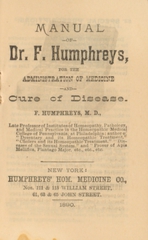 Manual of Dr. F. Humphreys, for the administration of medicine and cure of disease