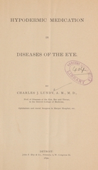 Hypodermic medication in diseases of the eye