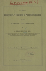 The prophylaxis and treatment of puerperal septaemia and the puerperal inflammations