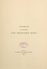Syphilis as affecting life-insurance risks