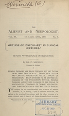 Outline of psychiatry in clinical lectures