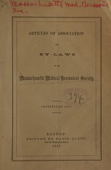 Articles of association and by-laws of the Massachusetts Medical Benevolent Society