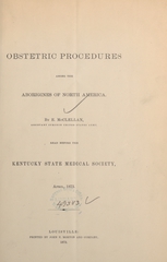 Obstetric procedures among the aborigines of North America