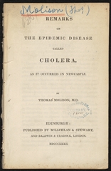 Remarks on the epidemic disease called cholera, as it occurred in Newcastle