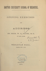 Opening exercises and address