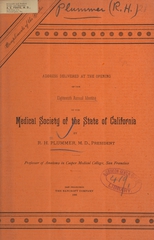 Address delivered at the opening of the eighteenth annual meeting of the Medical Society of the State of California