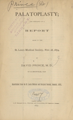 Palatoplasty: the substance of a report made to the St. Louis Medical Society, Nov. 28, 1874