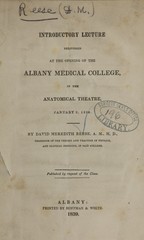 Introductory lecture delivered at the opening of the Albany Medical College, in the anatomical theatre, Jan. 2, 1839