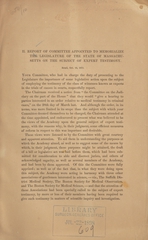 Report of committee appointed to memorialize the legislature of the State of Massachusetts on the subject of expert testimony: read Oct. 14, 1873