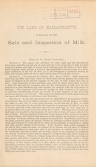 The laws of Massachusetts in relation to the sale and inspection of milk