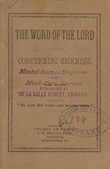 The word of the Lord, concerning sickness