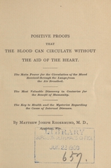 Positive proofs that blood can circulate without the aid of the heart