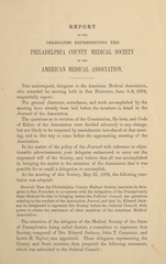 Report of the delegates representing the Philadelphia County Medical Society in the American Medical Association
