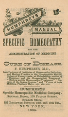 Humphreys' manual: specific homeopathy for the administration of medicine and cure of disease