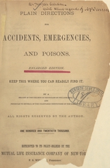 Plain directions for accidents, emergencies, and poisons