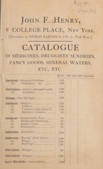 Catalogue of medicines, druggists' sundries, fancy goods, mineral waters, etc., etc