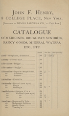 Catalogue of medicines, druggists' sundries, fancy goods, mineral waters, etc., etc