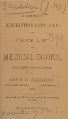 A complete descriptive catalogue and price-list of medical books published and for sale by John M. Scudder