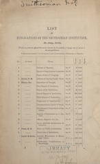 List of publications of the Smithsonian Institution, to July, 1879