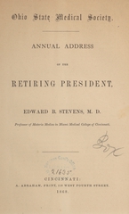 Annual address of the retiring president, Edward B. Stevens