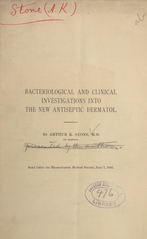 Bacteriological and clinical investigations into the new antiseptic, dermatol