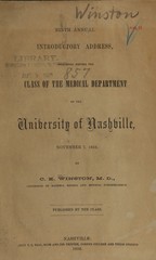 Ninth annual introductory address delivered before the class of the Medical Department of the University of Nashville, November 7, 1859