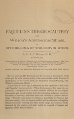 Paquelin's thermo-cautery with Wilson's antithermic shield in epithelioma of the cervix uteri