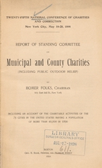 Report of Standing Committee on Municipal and County Charities (including public outdoor relief)