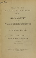 Special report on the prevalence of typhoid or entero-miasmatic fever at Cumberland, Md