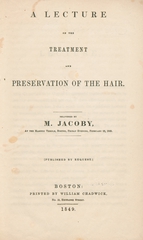 A lecture on the treatment and preservation of the hair