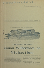 Inhuman devils: Canon Wilberforce on vivisection