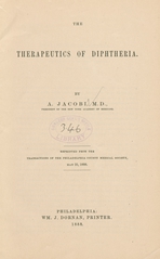 The therapeutics of diphtheria