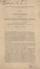 On the "synclitism" of the foetal head in natural labour