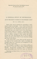 A clinical study of neuralgias, and of the origin of reflex or transferred pains