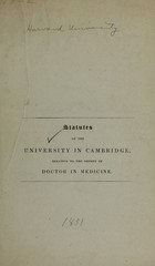 Statutes of the University in Cambridge relative to the degree of doctor of medicine