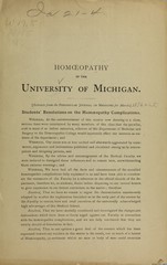 Homoeopathy in the University of Michigan