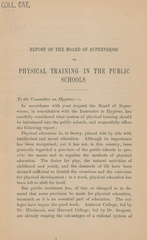 Report of the Board of Supervisors on physical training in the public schools