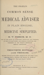 The people's common sense medical adviser in plain English, or, Medicine simplified