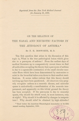 On the relation of the nasal and neurotic factors in the aetiology of asthma