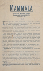 Mammala: special dry milk for babies, invalids, and convalescents (patented June 23, 1908)