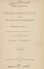 The science of therapeutics: according to the principles of homoeopathy (Volume 1)