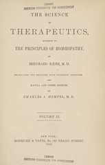 The science of therapeutics: according to the principles of homoeopathy (Volume 2)