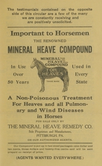 Important to horsemen: the renowned Mineral Heave Compound