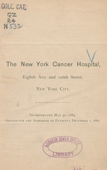 The New York Cancer Hospital: Eighth Ave, and 106th Street, New York City