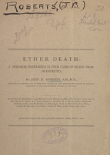 Ether death: a personal experience in four cases of death from anaesthetics