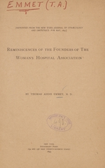 Reminiscences of the founders of the Woman's Hospital Association